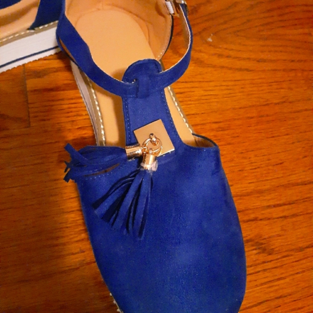 Bright blue shoes